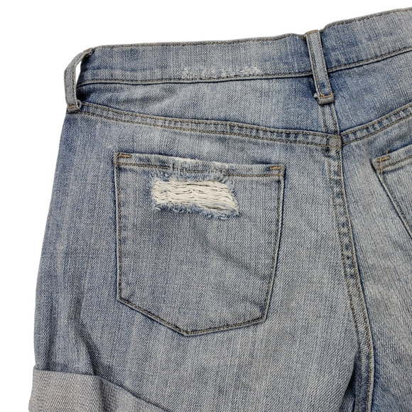 Articles of Society Jean Short 24 Women Light Blue Faded Distress Raw Rolled Hem - Picture 10 of 12